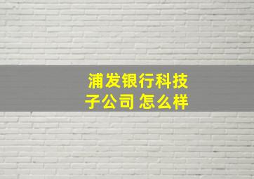 浦发银行科技子公司 怎么样